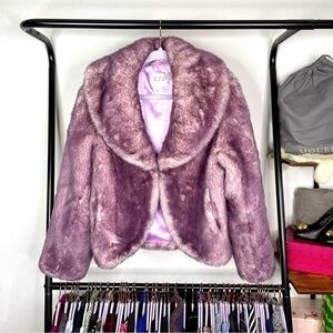 Libra Purple Faux Fox Fur Vintage Style Opera Coat